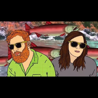 Liz Snyder and Patrick Troll make music together as Whiskey Class. Illustration taken from their animated music video by Ian Stewart