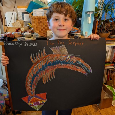 7-year-old Ronan started listening to Paleo Nerds podcast this spring after attending Ray's art/paleontology lecture at the University of Oregon. Ronan had such a fun time drawing and learning about history that he tuned into the podcast, and kept drawing!!