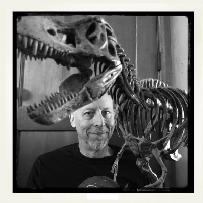 Dave with a T. rex model