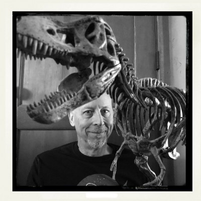 Dave with a T. rex model