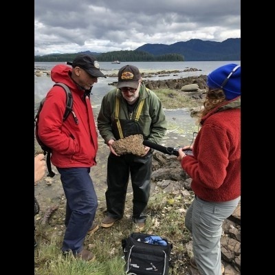 Dave and Ray check out some Paleozoic coral on a Southeast Alaskan beach