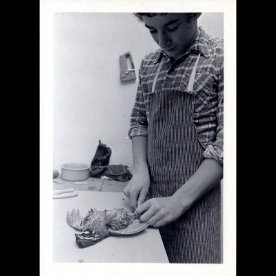 Young Gary prepares a quail for taxidermy glory.