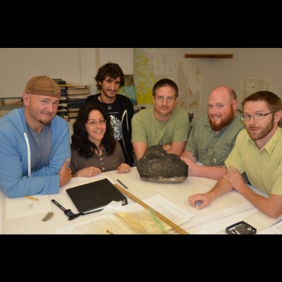 &lsquo;Team Helico&rdquo; the group that solved the mystery of the Helicoprion tooth spirals. From left to right; Jason Ramsey, Cheryl Wilga, Alan Pradel, Rob Schlader, Jesse Pruitt and Leif Tapanila.