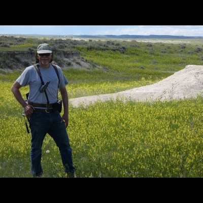 Tom Kaye out in the fossil fields of Wyoming in 2019.