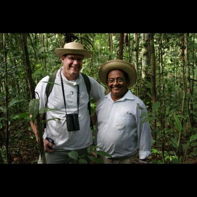 Kirk posing with the legendary Moacir Fortes in the Brazilian Amazon. 