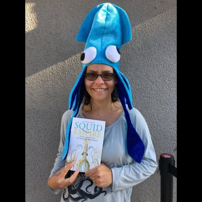 Danna with her book Squid Empire.