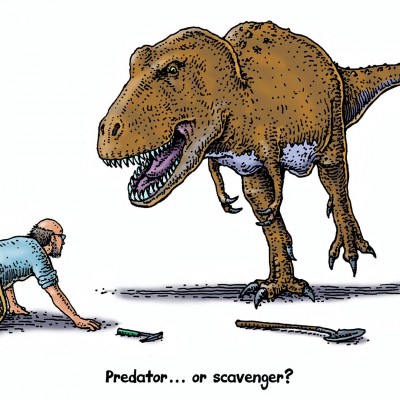Jack posed this provocative question in his book The Complete T rex. On the episode we all agreed that they&rsquo;re certainly opportunists.