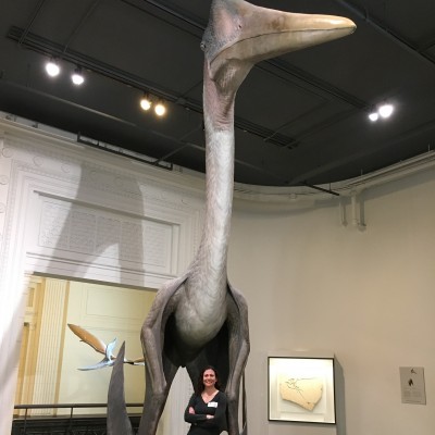 Posing with a life-sized Quetzalcoatlus sculpture at the Field Museum.