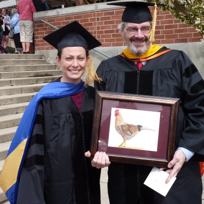 Holly studied with Jack Horner for her PhD at the University of Montana.&nbsp; Note the tail on that chicken!