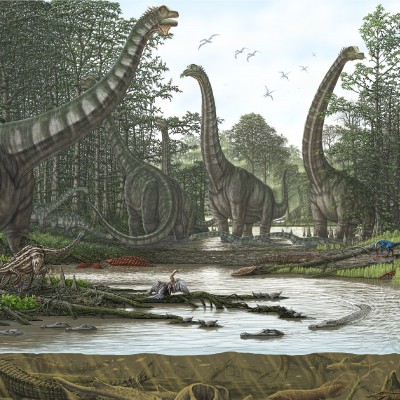 A reconstruction of Maryland 115 million years ago based on the fossils found at Dinosaur Park, just outside of Washington D.C. (Image provided by M-NCPPC/Clarence Schumaker)