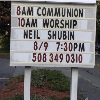 Neil discussed his book Your Inner Fish.&nbsp; In a church.