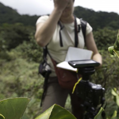 Sampling soils in the sulfurous Costa Rican volcanic mist can get a little... confusing.
Photo Courtesy of Melanie Connor Photography
&nbsp;