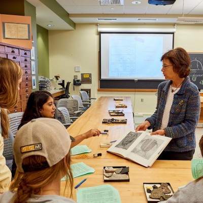 Connie at work! Teaching paleontology at Colgate University in Hamilton, NY.