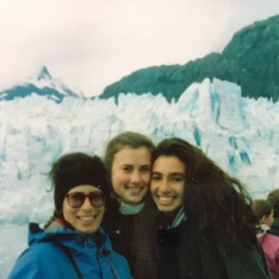 Connie doing reconnaissance fieldwork in Glacier Bay National Park, Alaska with Colgate students Jen Thibeau and Erika Zavala.
&nbsp;