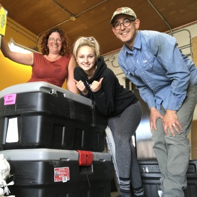 Grant with fellow paleontologists Elizabeth Hall and Greer Vanderbyl, prepping to hit the field collecting specimens from the Old Crow River in 2018.
&nbsp;
&nbsp;