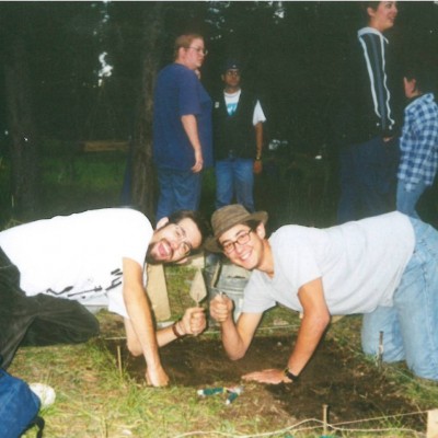 Grant and Dr. Robin Woywitka at an archaeology dig in Jasper Park Alberta back in the day. Robin is now a professor of Earth Sciences at MacEwan University.