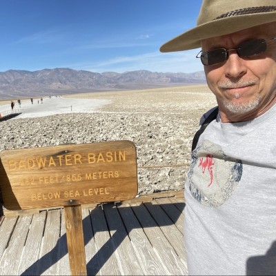 Dave and his son Carson at the bottom of the Badwater Basin in Death Valley, California.