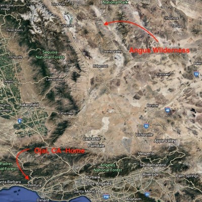 A map of Dave's adventure to Death Valley with his son Carson.