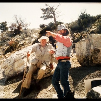 A young Bob Bakker on location at the Como Bluffs with Walter Cronkite, the "most trusted man in America", filming an epiosde for A&amp;E's "Dinosaur!" series in 1991.&nbsp;