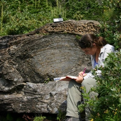 Documenting large, billion-year-old stromatolites in Glacier National Park.&nbsp;