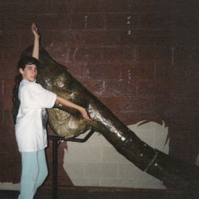 Checking out a mammoth fossil in Dallas in 1993