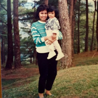 With her mom, a biology teacher, in the one Philippine region that has pines.