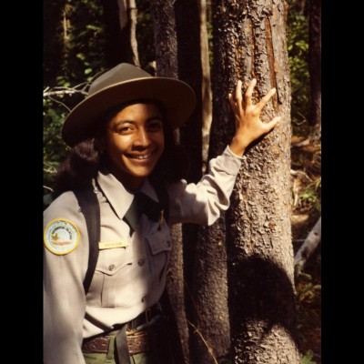 Karen as an interpretive ranger at Glacier National Park.