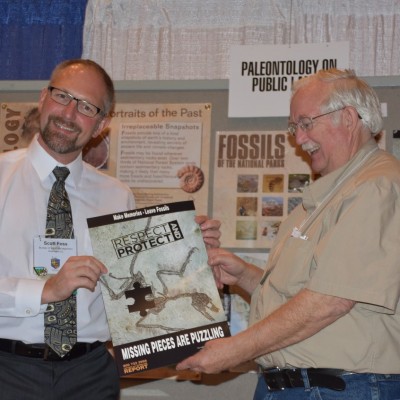 Scott and Regional Paleontologist Greg McDonald promote the Respect and Protect message a Bureau of Land Management event. Source: BLM&nbsp;