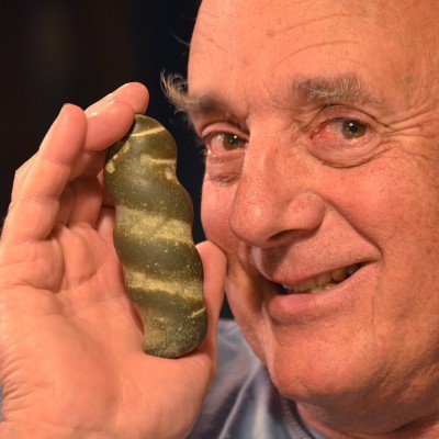 Artist Frank Boyden and his 'alleged' shark coprolite from an Oregon beach. Ray's sure it is. Karen... not so much.&nbsp; &nbsp;:)