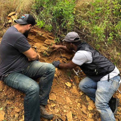 Searching for fossils in the Lower Carboniferous shales of Rome, Georgia with students and the professor of Geology at the University of West Georgia, 2020.