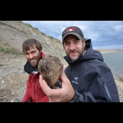 Greg and Dr. Pat with yet another Ugrunaaluk bone.