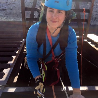 Julie emerges from the NTC after a hard day's work.