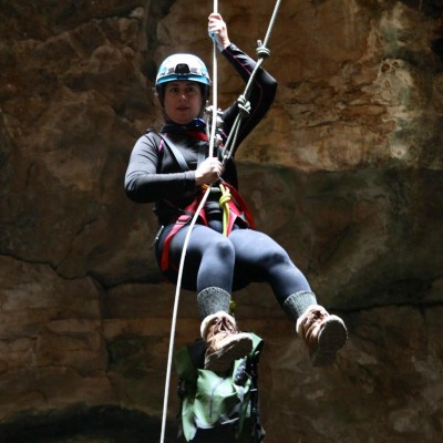 Rappelling into the Natural Trap Cave