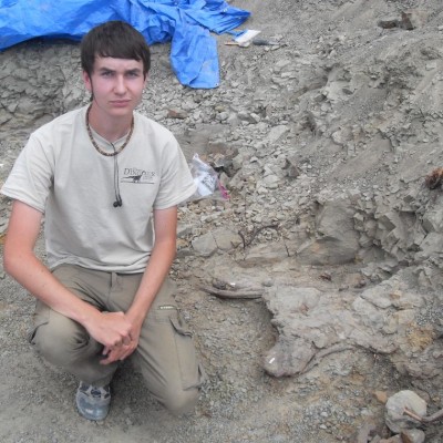 Dean at age 18, on his first dinosaur dig at the Wyoming Dinosaur Center in the USA, a trip he partially funded by selling his Star Wars collection! Summer, 2008.