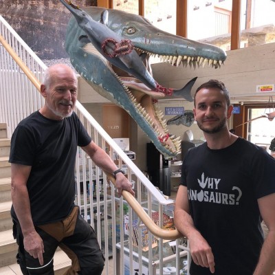 Steve Etches and Dean at the Etches Museum, Kimmeridge, Dorset. 2020.
&nbsp;