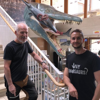 Steve Etches and Dean at the Etches Museum, Kimmeridge, Dorset. 2020.
&nbsp;