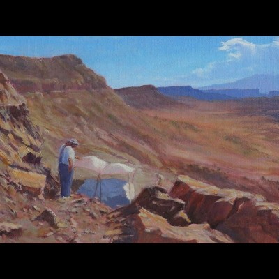 Dr. George Callison's painting of Jim at one his many dig sites.&nbsp;