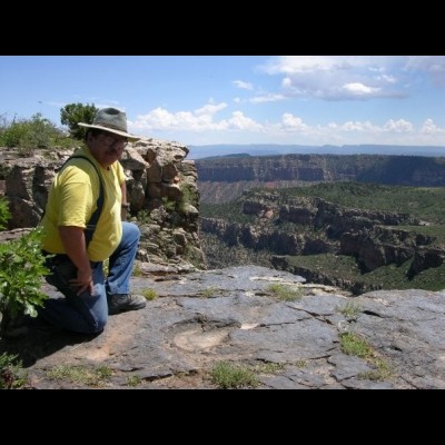 Jim Kirkland at the Fisher Tower site in Utah.&nbsp;