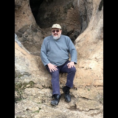 Re-enacting Neanderthal Man, Kebara Cave, Mt Carmel, Israel, 2017. Pic by Israel Hershkovitz.