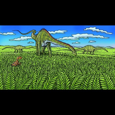 Ray's art asking the question: what did the giant sauropds actually eat?&nbsp;