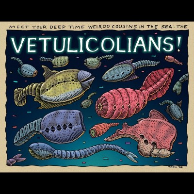 After the interview with Henry, Ray just had to draw the mysterious Vetulicolians! They may possibly be the creaturse that connect we vertebrates to the echinoderms.