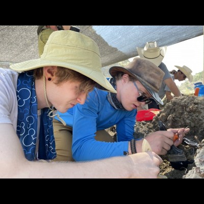 Carson and friend at the dig site...