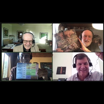 A screen shot from the Zoom interview with Jay, Ray, Dave and Kirk Johnson.