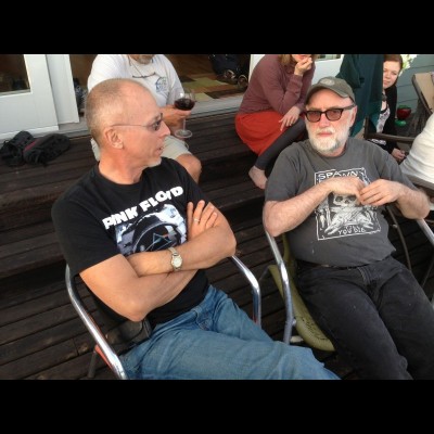 Dave and Ray chiiling out at a BBQ once upon a time.