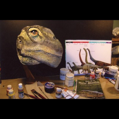 Mark's extensive research assures that his paleo art recosntructions are highly accurate. Here's a head study of a Camarasaurus&nbsp;