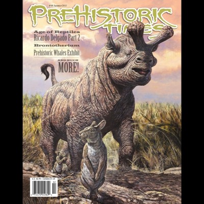 Mark's cover art for the popular Prehistoric Times magazine depicing the titanothere Megacerops startling a jack rabbit.&nbsp;