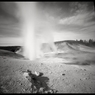 Doug's pinhole photograph of a thermal plume at Alice Springs in Yellowstone National Park.