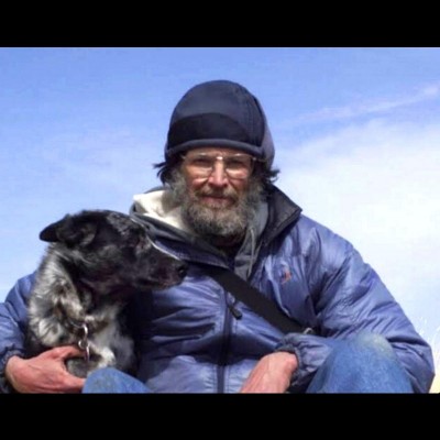 Doug Henderson and a canine pal.