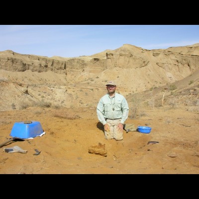 Hans digging hadrosaurs in Uzbekistan