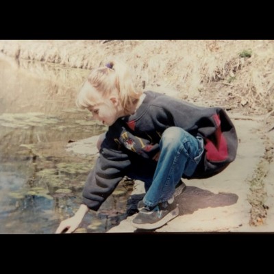 Young Kate hunting for fossils in limestone beds near her childhood home